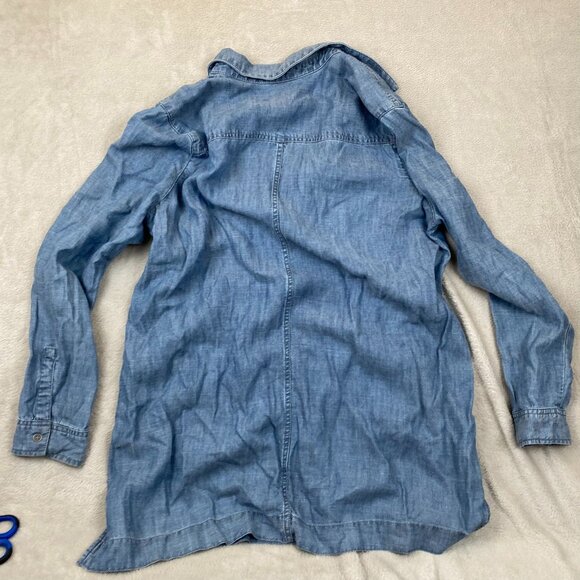 J. Jill Womens Blouse Medium Chambray Tunic Button Front Top Long Sleeve Casual - Picture 8 of 8